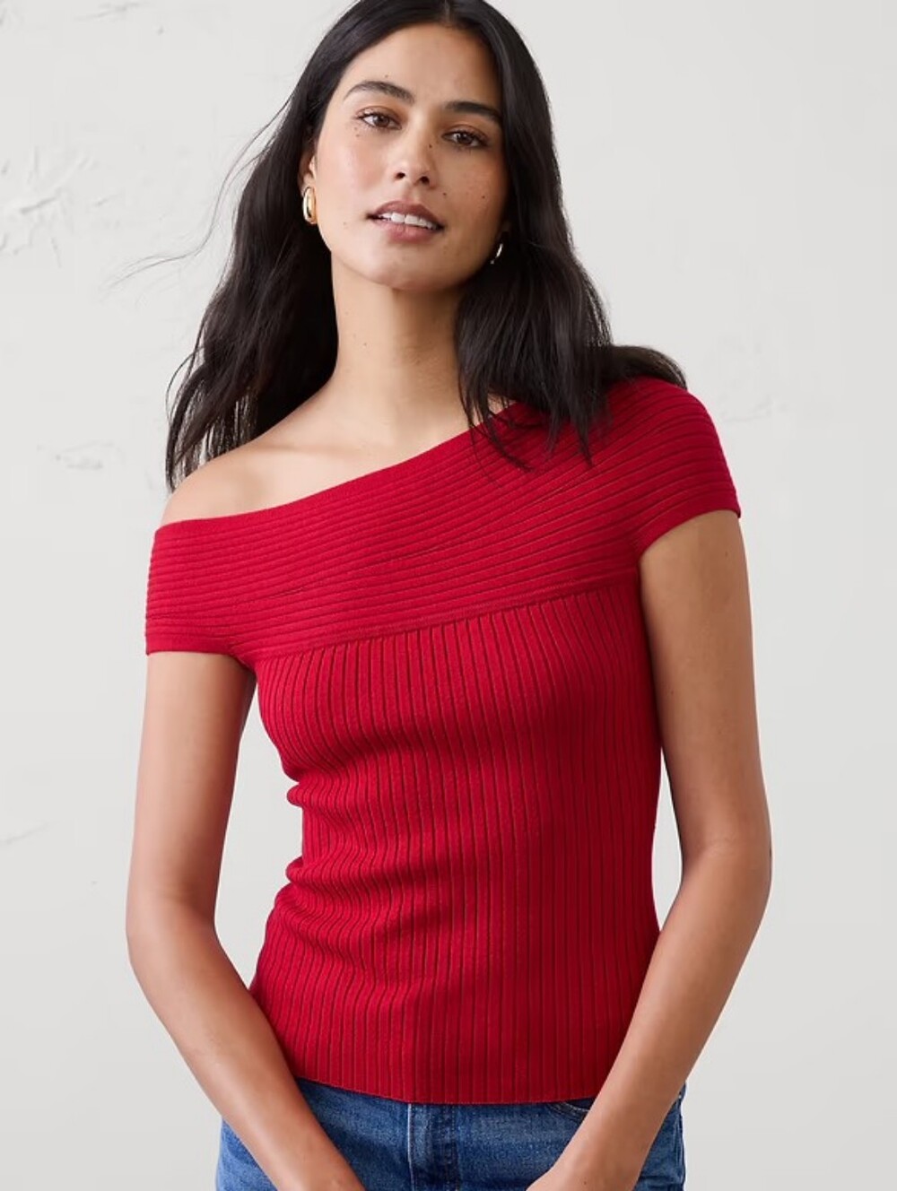NWT BANANA REPUBLIC | $85 Asymmetrical Ribbed Sweater Blouse - Pink - Picture 5 of 6